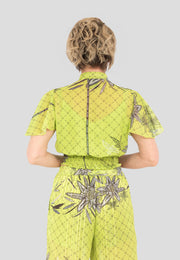 Design Edelweiß Lime Top-Bluse mit Knöpfen Lime