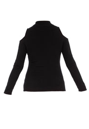 Damen ROLLKRAGEN Langarm Top Pullover Off-the-Shoulder
