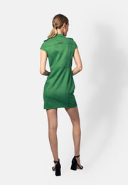 Grünes Minikleid aus veganem Ökoleder mit Reißverschluss