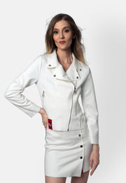 Romy – Kurzjacke aus veganem Wildleder in Weiß