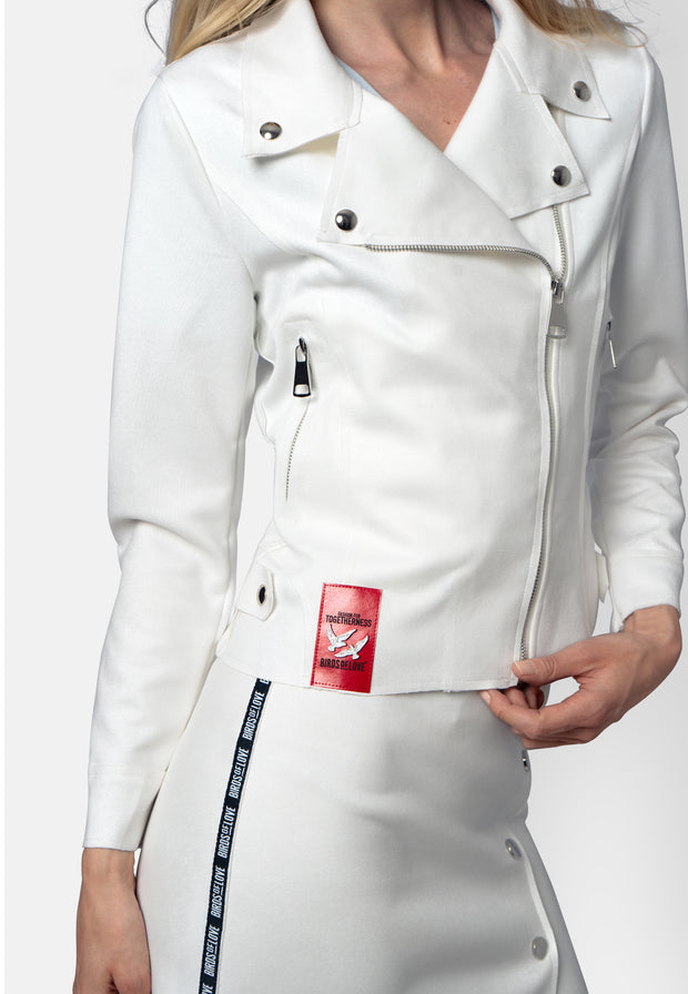 Romy – Kurzjacke aus veganem Wildleder in Weiß
