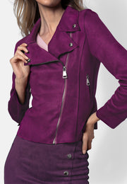 Romy – Kurzjacke aus veganem Wildleder in Purpurviolett