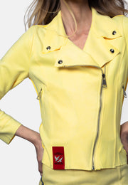 Romy – Kurzjacke aus veganem Wildleder in Sonnengelb