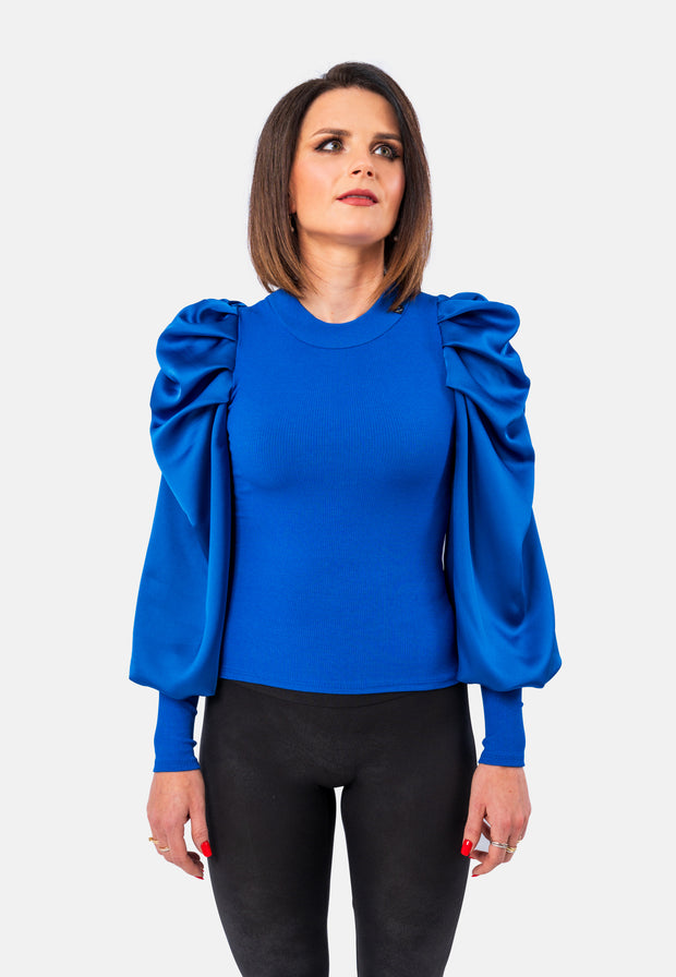 Top with very chic and romantic satin sleeve