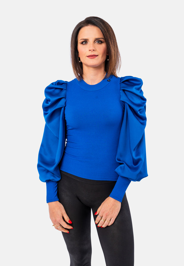 Top with very chic and romantic satin sleeve