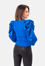 Top with very chic and romantic satin sleeve