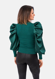 Top with very chic and romantic satin sleeve