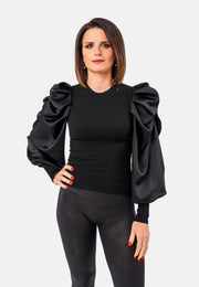 Top with very chic and romantic satin sleeve