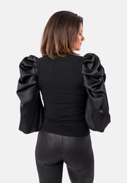 Top with very chic and romantic satin sleeve