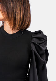 Top with very chic and romantic satin sleeve