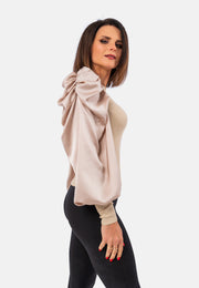 Top with very chic and romantic satin sleeve