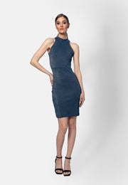 Midnight-farbenes Viskose-Jersey-Minikleid