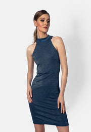 Midnight-farbenes Viskose-Jersey-Minikleid