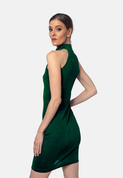 Smaragdgrünes Viskose-Jersey-Minikleid