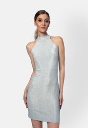 Silbergraues Viskose-Jersey-Minikleid