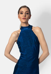 Tiefkobaltblaues Viskose-Jersey-Minikleid