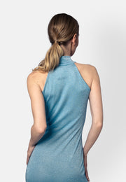 Eisblaues Viskose-Jersey-Midikleid
