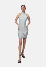 Silbergraues Viskose-Jersey-Minikleid