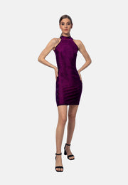 Fuchsia-Berry Viskose-Jersey-Minikleid