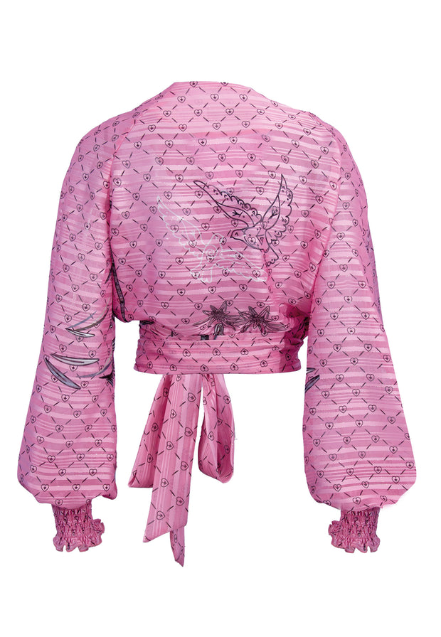 Design Edelweiss Rosa Wickelbluse