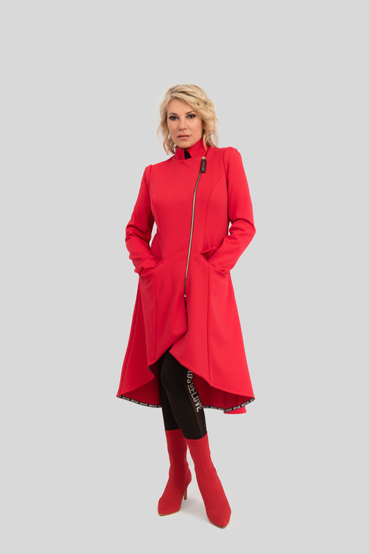 Mantel A-Linien asymmetrisch red