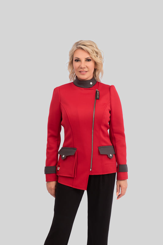 Übergangsjacke A-Linien asymmetrisch - red