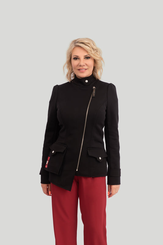 Übergangsjacke A-Linien asymmetrisch - black