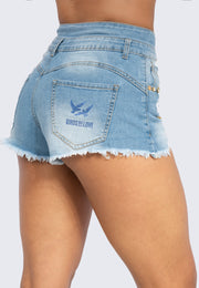 Denim Sexy short-shorts with rhinestones
