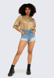 Denim Sexy short-shorts with rhinestones