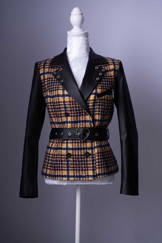 Tweed & Leather Statement Blazer