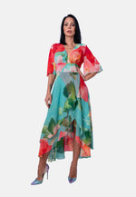 Florales Langes mit asymmetrischem Saum Mint | Jardin by Birds of Love