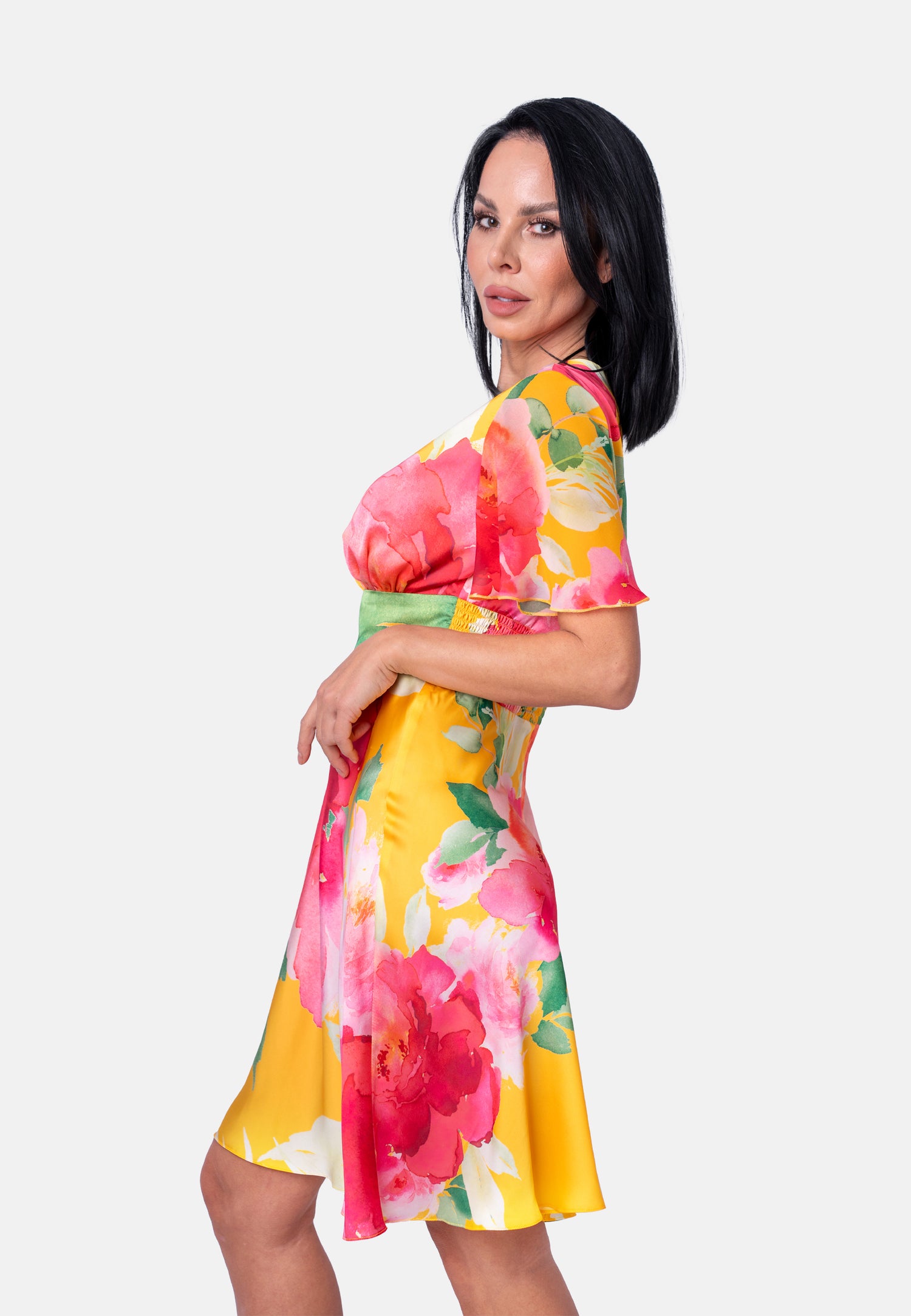 Sommerkleid mit Blumenprint in Gelb