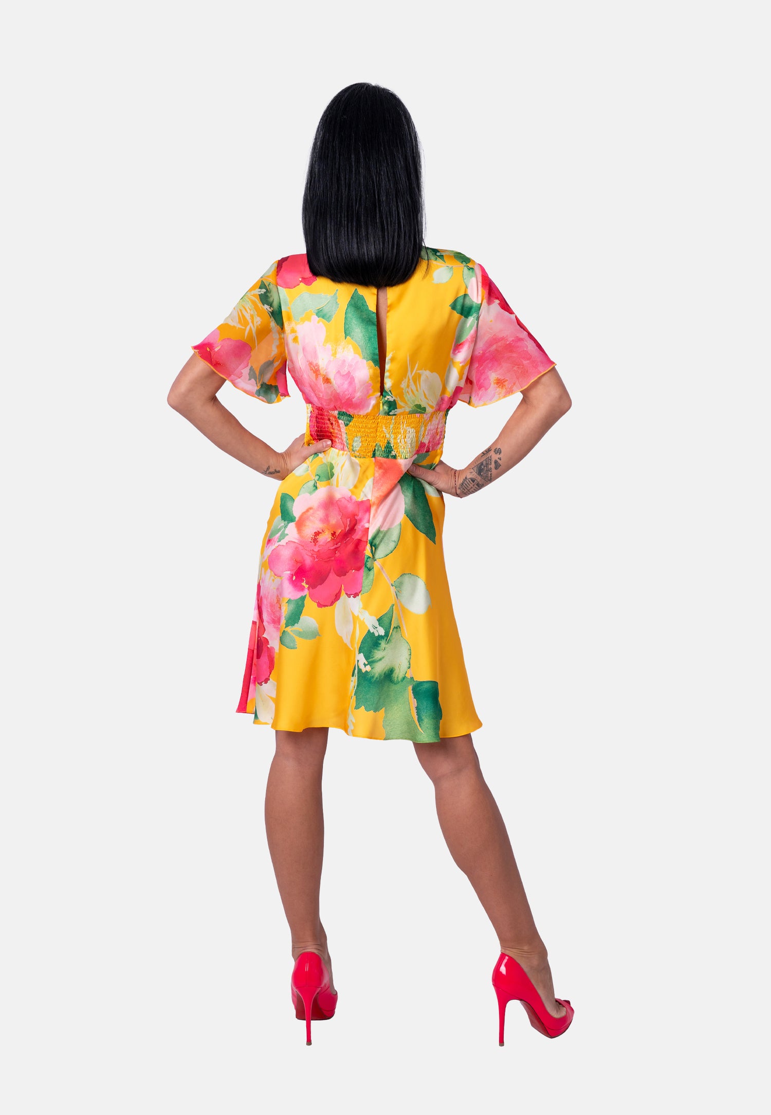 Sommerkleid mit Blumenprint in Gelb