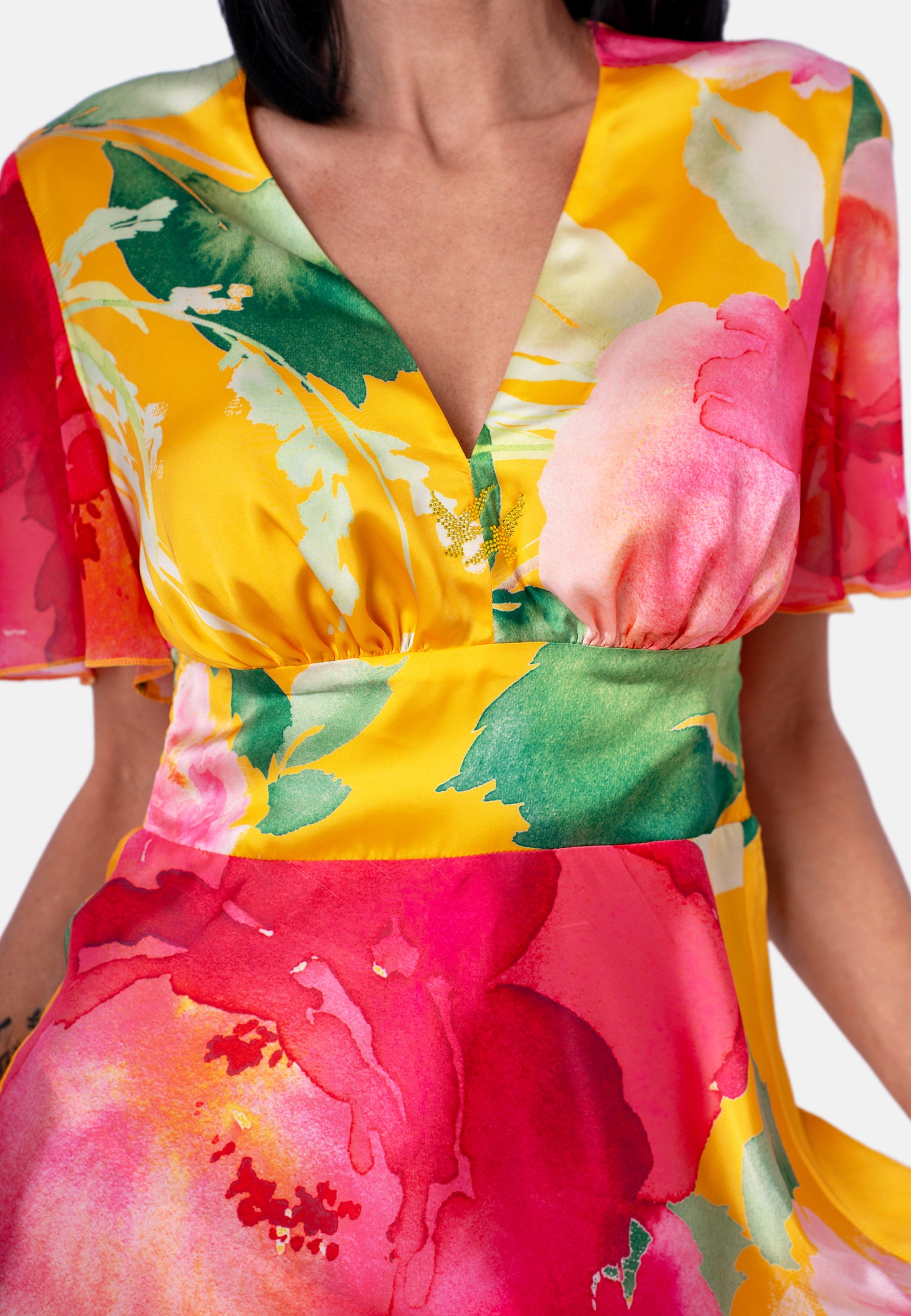 Sommerkleid mit Blumenprint in Gelb