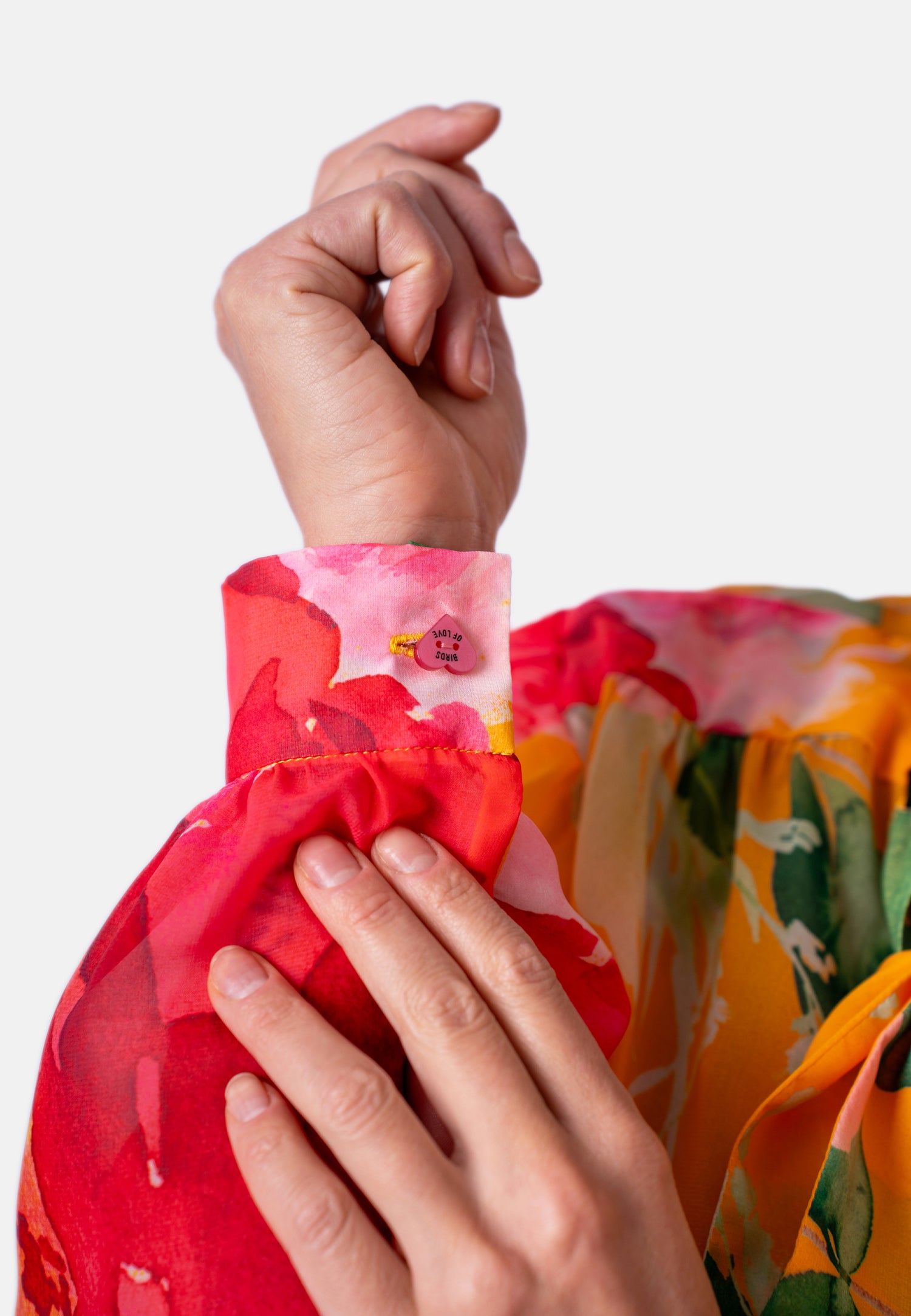 Bluse mit Schleife und Blumenprint in Gelb
