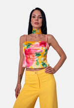 Top mit Blumenprint in Gelb