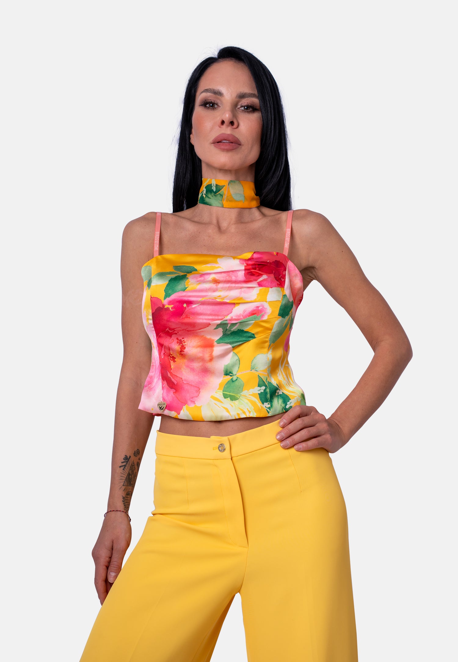 Top mit Blumenprint in Gelb