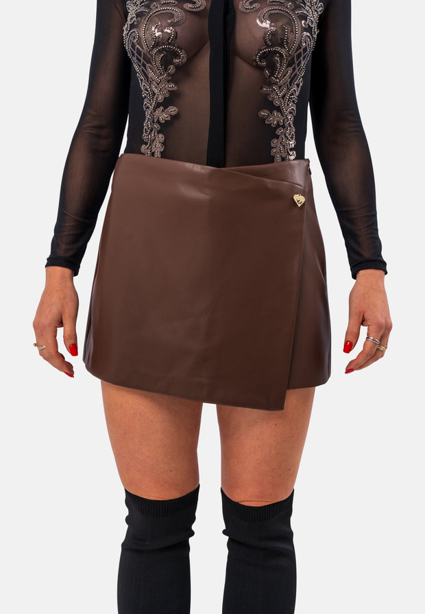 Vegan leather skort