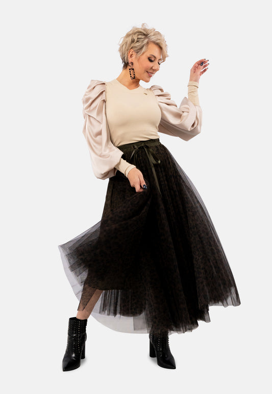 Eleganter Tullrock mit Leopardenmuster