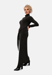 LONG DRESS with ROLL NECK- Strickkleid