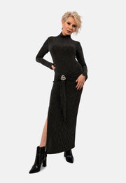 LONG DRESS with ROLL NECK- Strickkleid