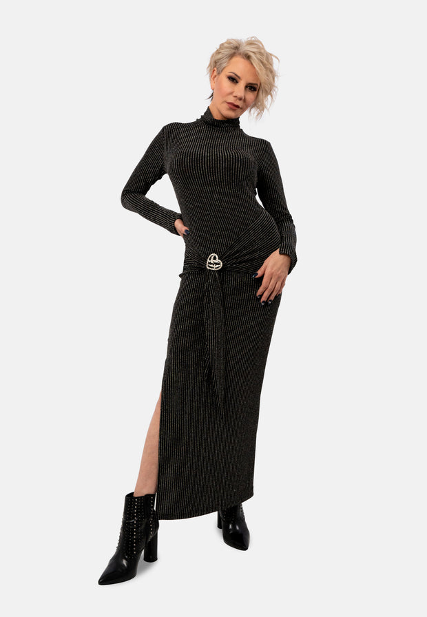 LONG DRESS with ROLL NECK- Strickkleid