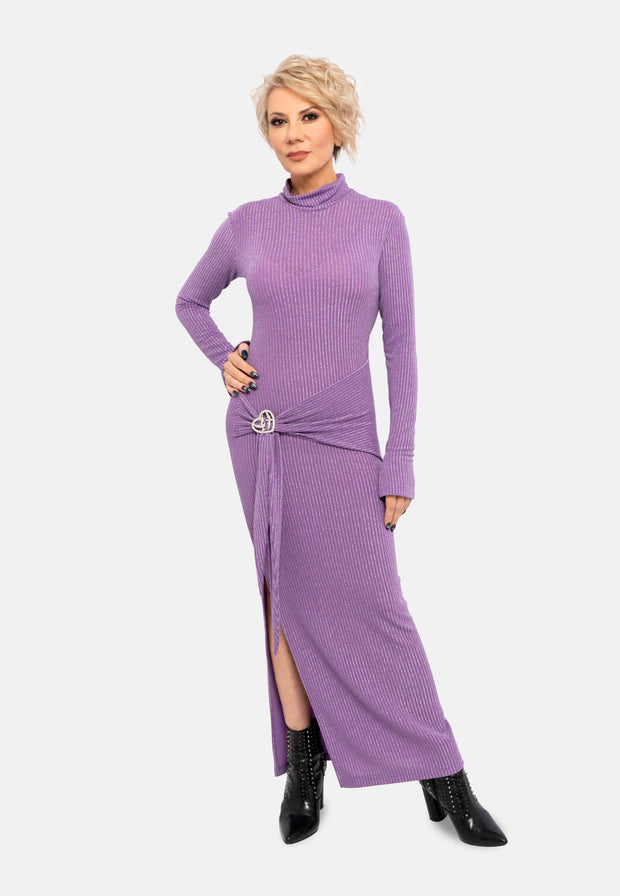 LONG DRESS with ROLL NECK- Strickkleid