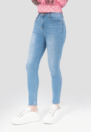 Skinny stretch jeans with rhinestone wings