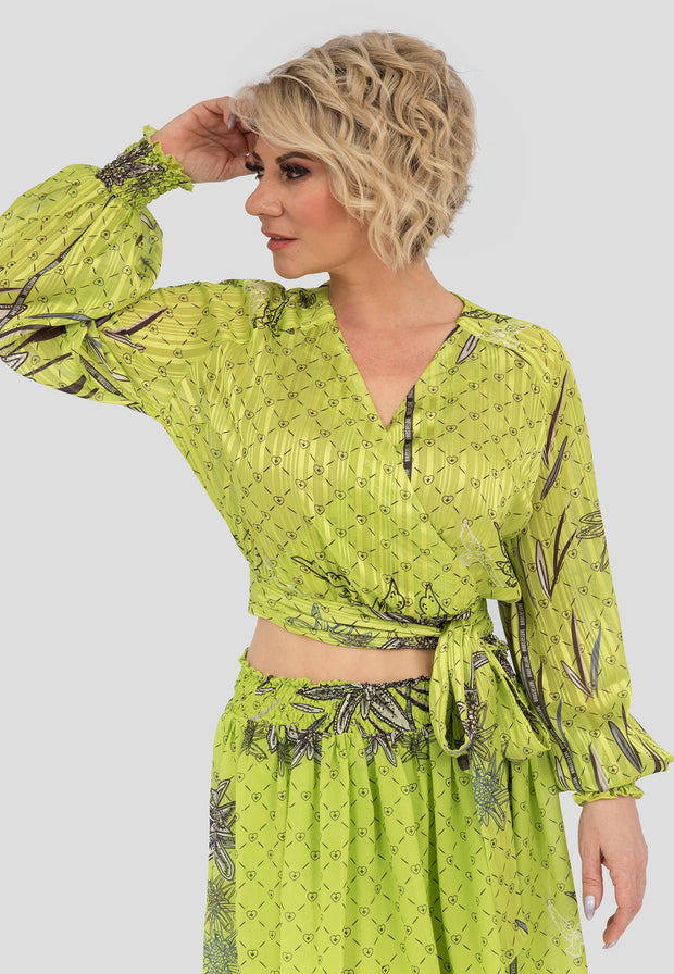 Design Edelweiss Wickelbluse Lime