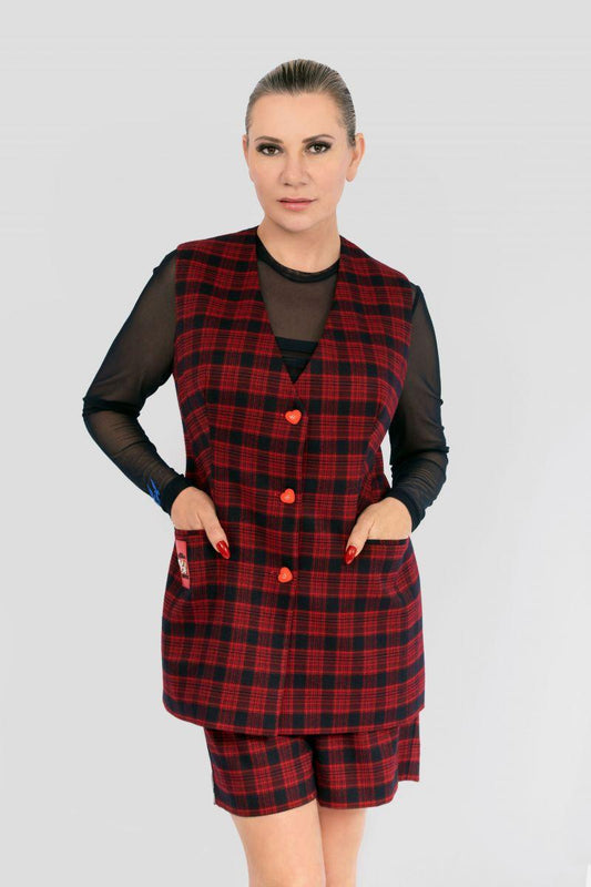 Kaufen Sie den eleganten Plaid Waistcoat online. Stylischer Westen-Blazer mit klassischem Karo-Muster. Perfekt für Damen, die einen vielseitigen und professionellen Look suchen. Weltweiter Versand.