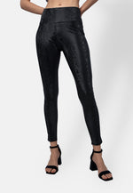 Schwarze Python-Leggings aus veganem Ökoleder