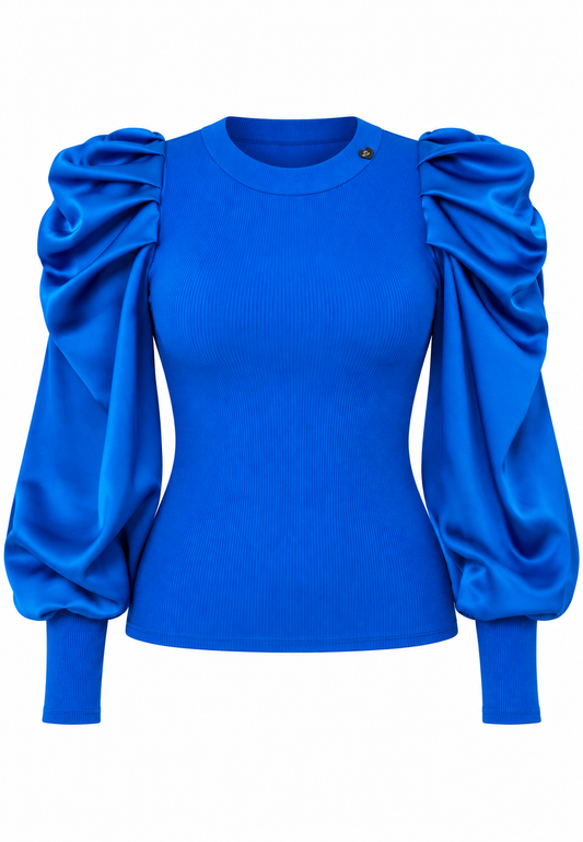 Romantisches Top mit Satin-Ärmeln | Elegantes Oberteil