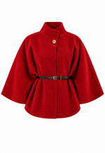 Jacke im Poncho-Stil in Rot