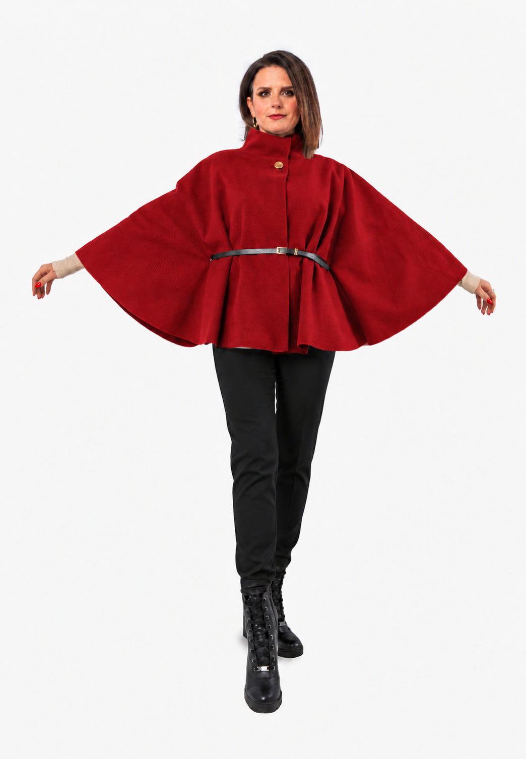 Jacke im Poncho-Stil in Rot